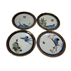 Vintage EL PALOMAR Mexico TONALA Pottery ESPRESSO CUP  SAUCER Replacement Set 4
